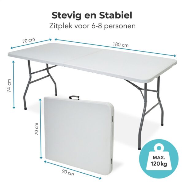 Klaptafel 180 x 70 x 74 cm - Wit - Afbeelding 2