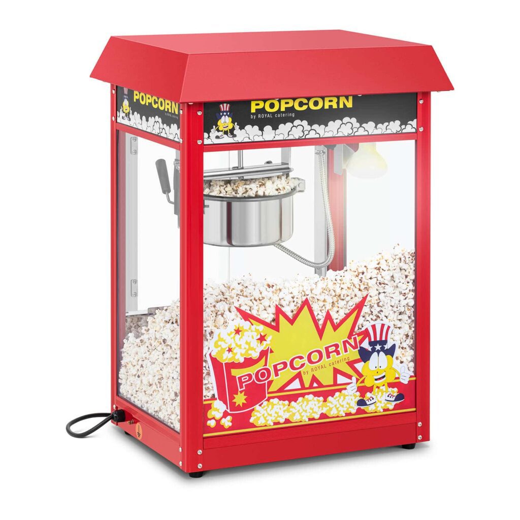 Professionele rode popcornmachine op tafelmodel te huur bij FunPartyVerhuur in Poppel en Turnhout voor feesten en evenementen.