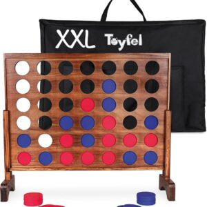 Reuze vier op een rij XL spel van hout te huur bij FunPartyVerhuur in Poppel, ideaal als XL tuinspel voor bruiloften en feesten in regio Turnhout en Ravels.