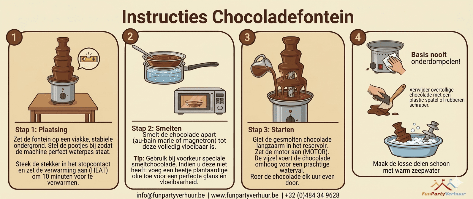 Instructies Chocoladefontein van FunPartyVerhuur